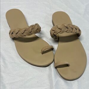 Jenni Kayne leather braided slip on strap sandals neutral Size 37